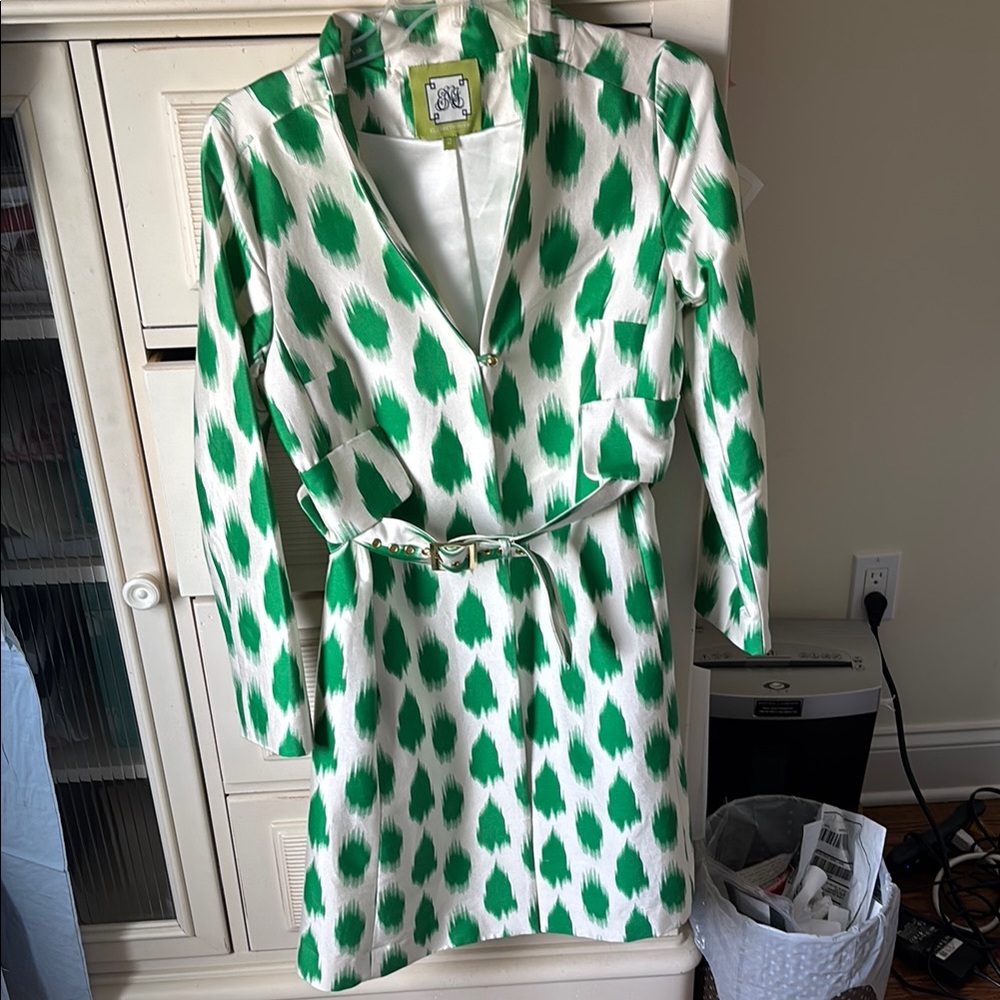 Green and White Patterned Dress